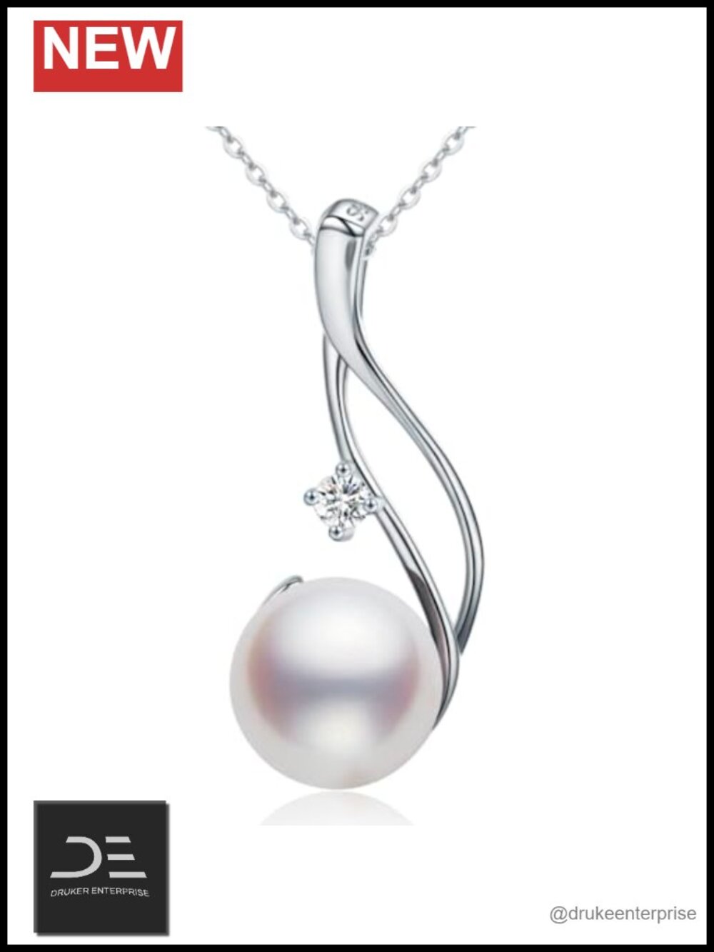 9-10mm Cultured Freshwater Pearl Pendant Necklace 18K Gold Plated Sterling